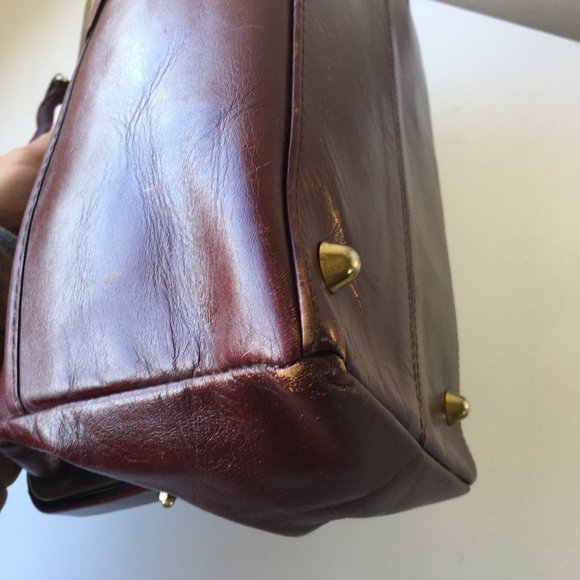 ✨SOLD✨ Vintage Hand Bag 1980's brown/dark red Leather - Picture 8 of 13